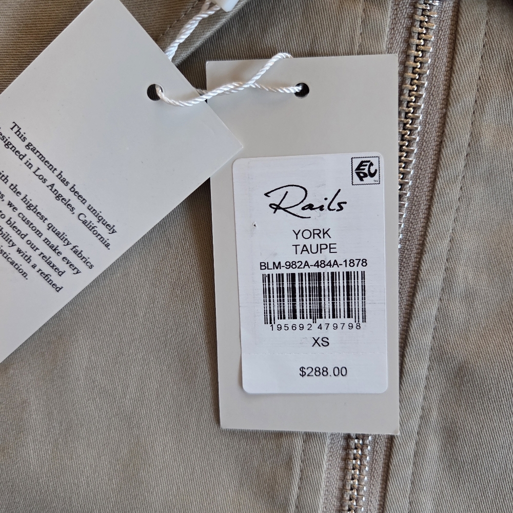 Rails York Zip Up Jacket Size XS NWT $288 Taupe - Picture 6 of 12